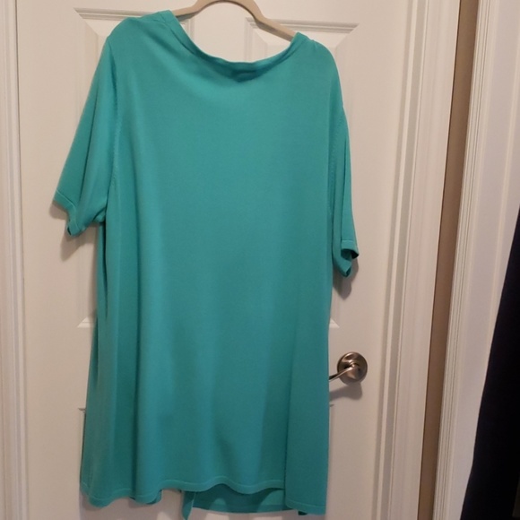 Aqua blue short sleeved cardigan sweater - Picture 3 of 3